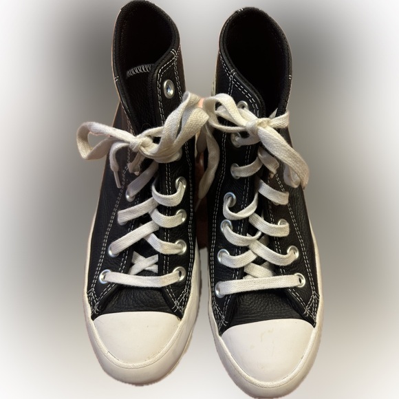 Converse All Star Lugged Black and White Platform High-Top Sneakers - Picture 1 of 6